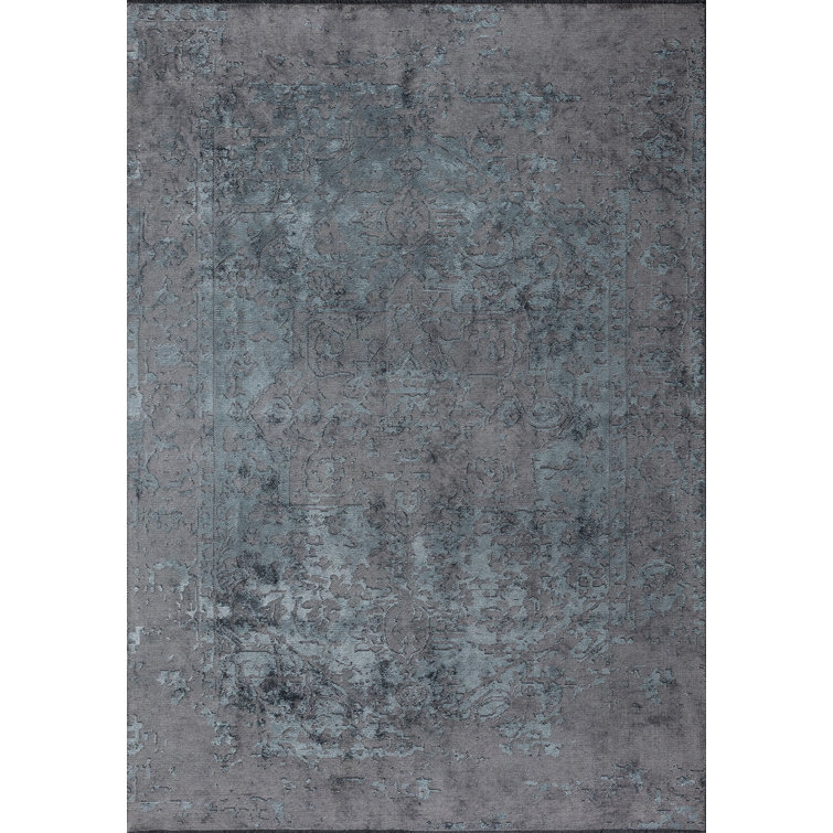 Williston Yeldell Ljubljani Hand Loomed Grey/Blue/Black Rug